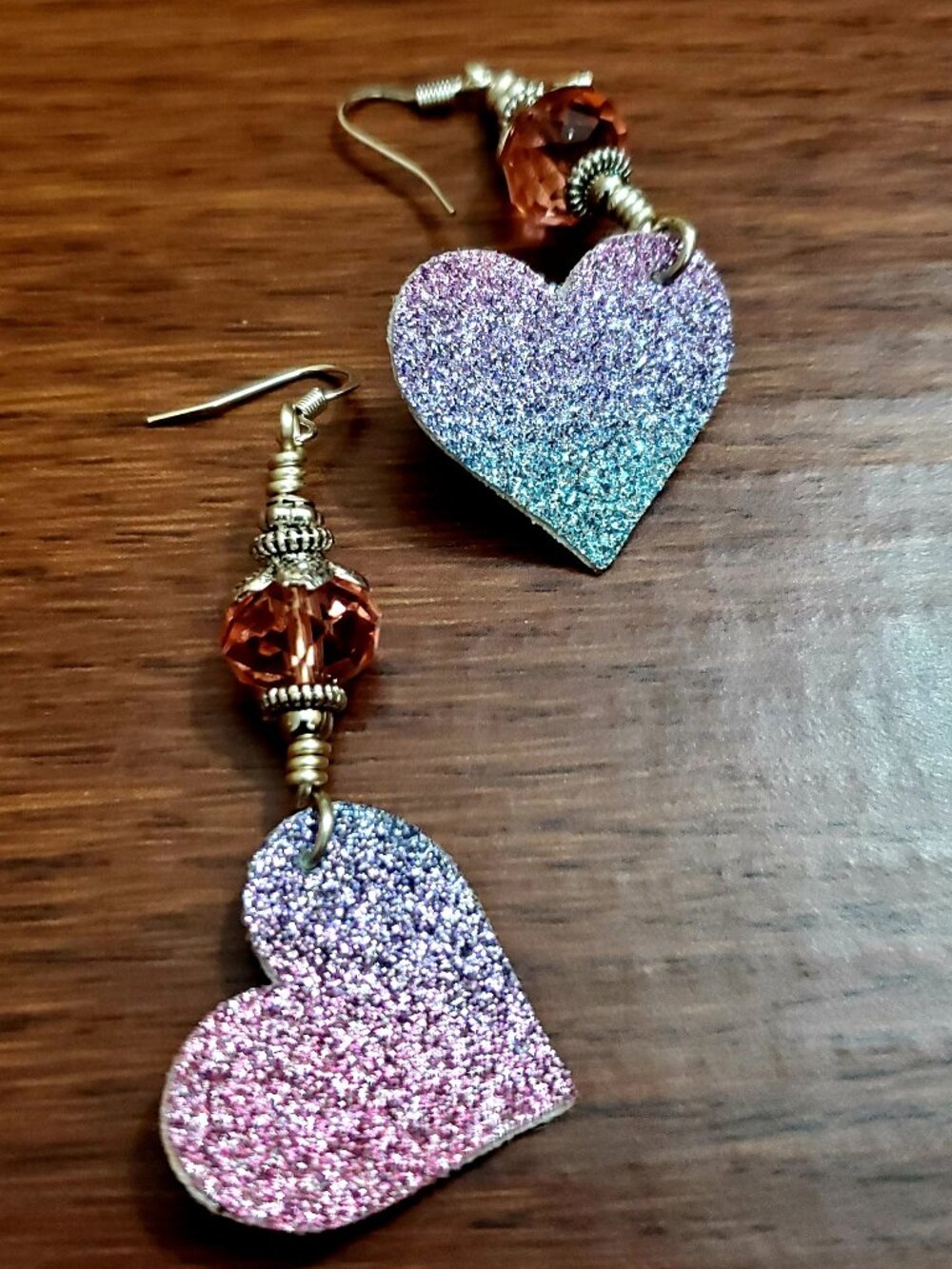 Pink Crystal/Glitter Faux Leather Earrings